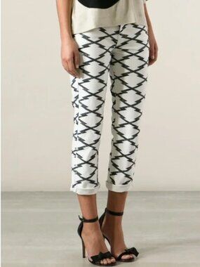 Isabel Marant Etoile Zig Zag/Ikat Printed Crop Jeans, size 36
